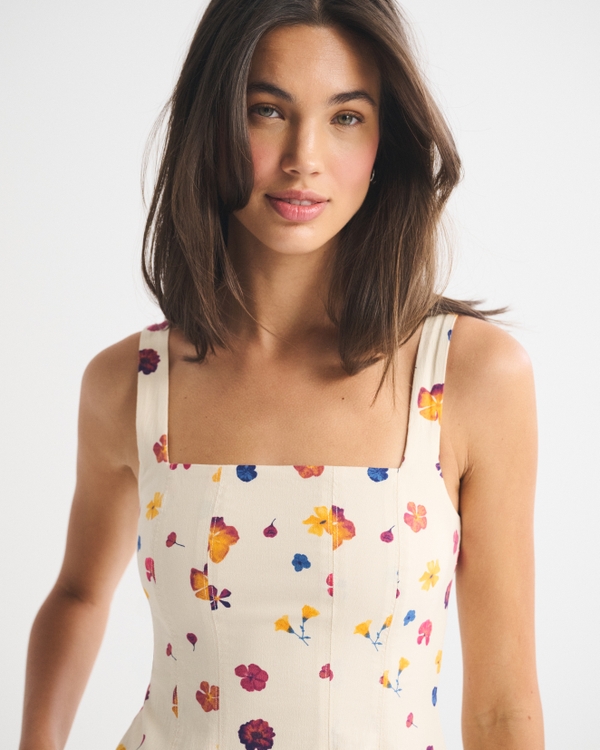 A&F Mila Midi Dress, Cream Floral view 2