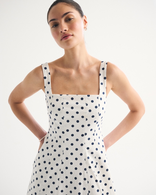 A&F Mila Midikleid, Weiss Gepunktet view 2