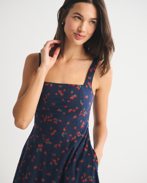 A&F Mila Midikleid, Marineblau Mit Muster view 2