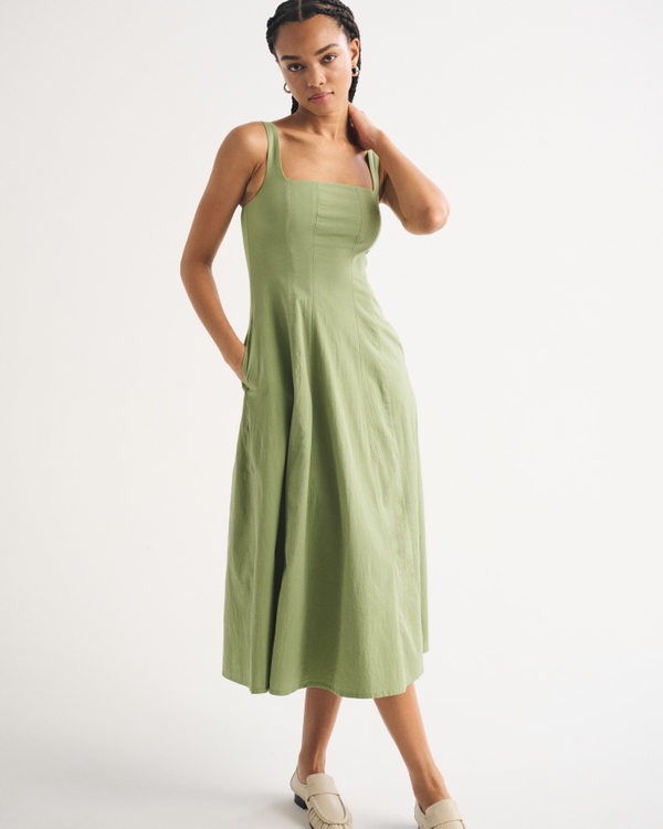 A&F Mila Midi Dress, Light Green view 2