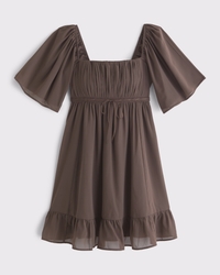 Bra-Free Angel Sleeve Babydoll Mini Dress