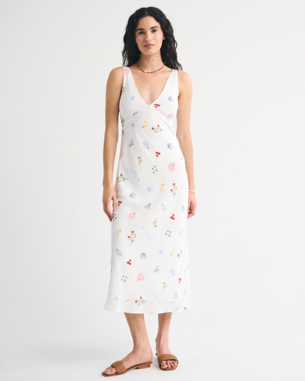 Bra-Free V-Neck Slip Midi Dress