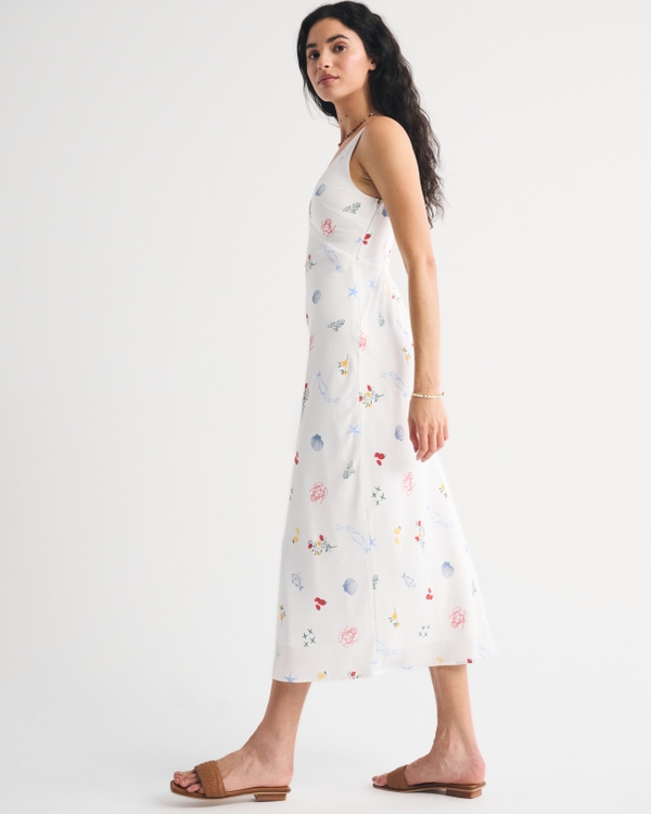 Bra-Free V-Neck Slip Midi Dress