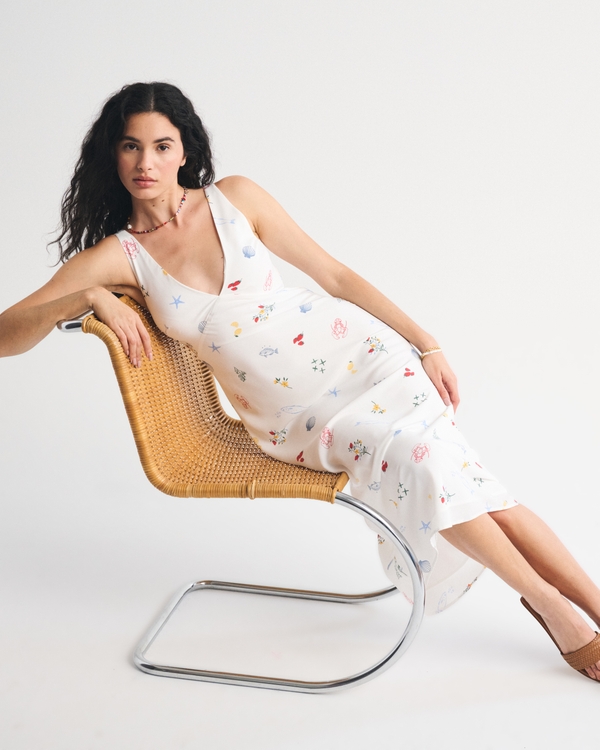 Bra-Free V-Neck Slip Midi Dress