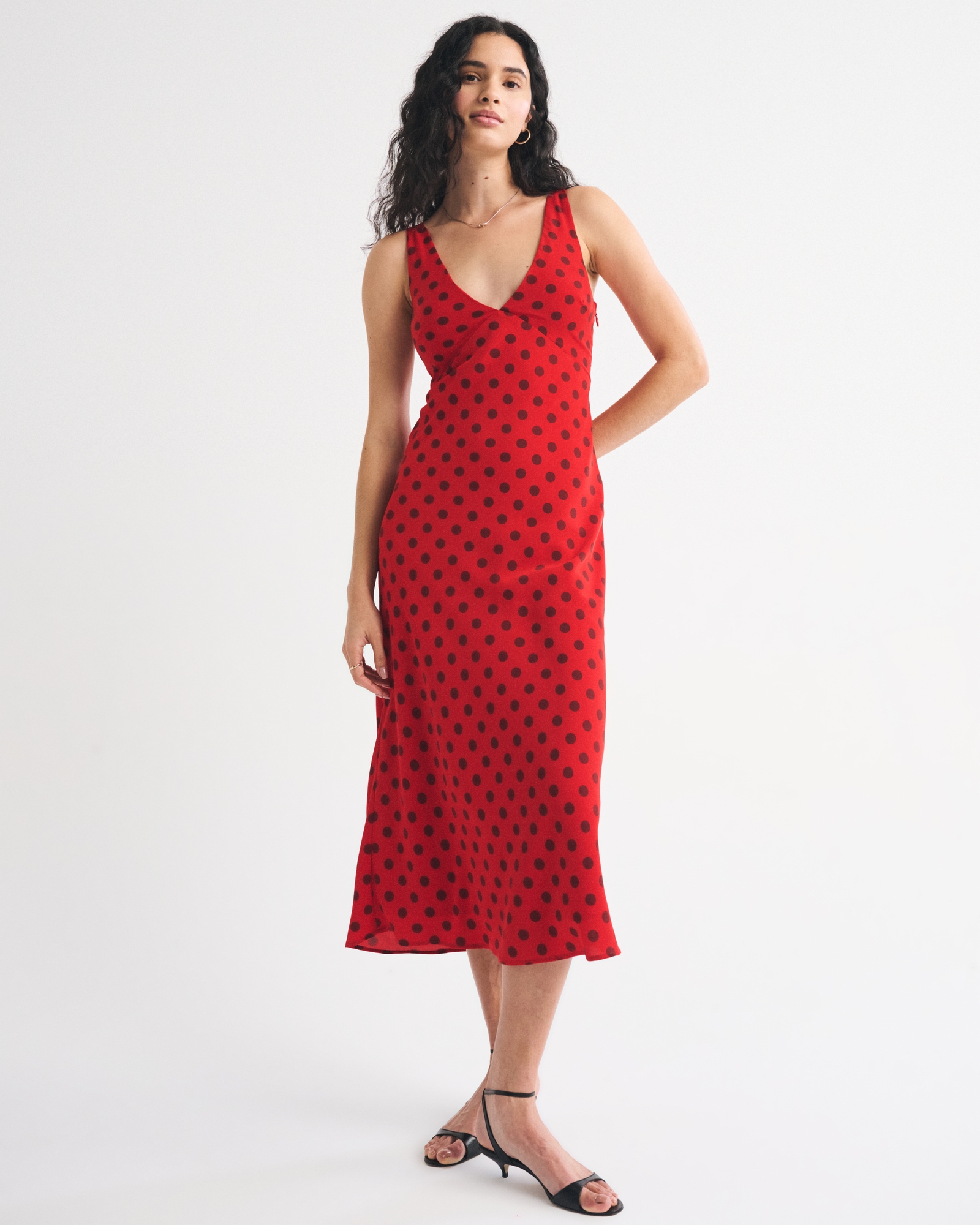 Abercrombie & Fitch Bra-Free V-Neck Slip Midi Dress | Arden Fair