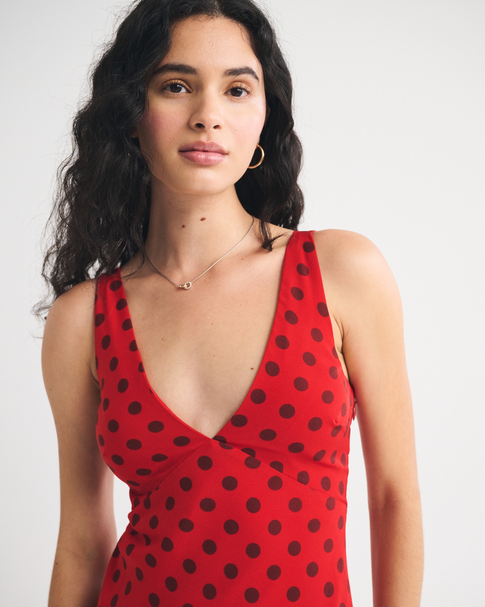 Bra-Free V-Neck Slip Midi Dress