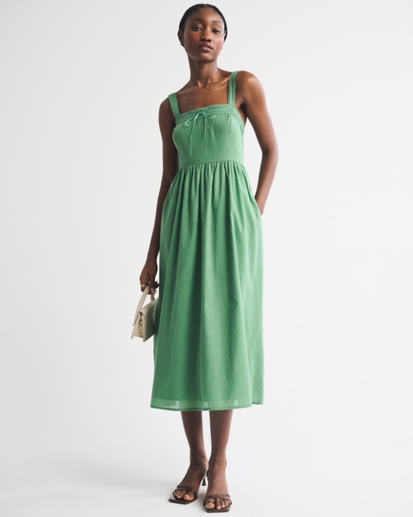 A&F Emerson Midi Dress, Green view 1