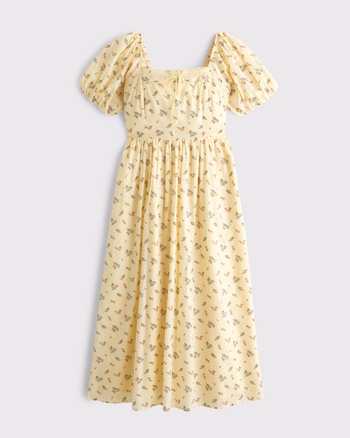 Women's A&F Emerson Puff Sleeve Midi Dress | Women's Dresses & Jumpsuits | Abercrombie.com
