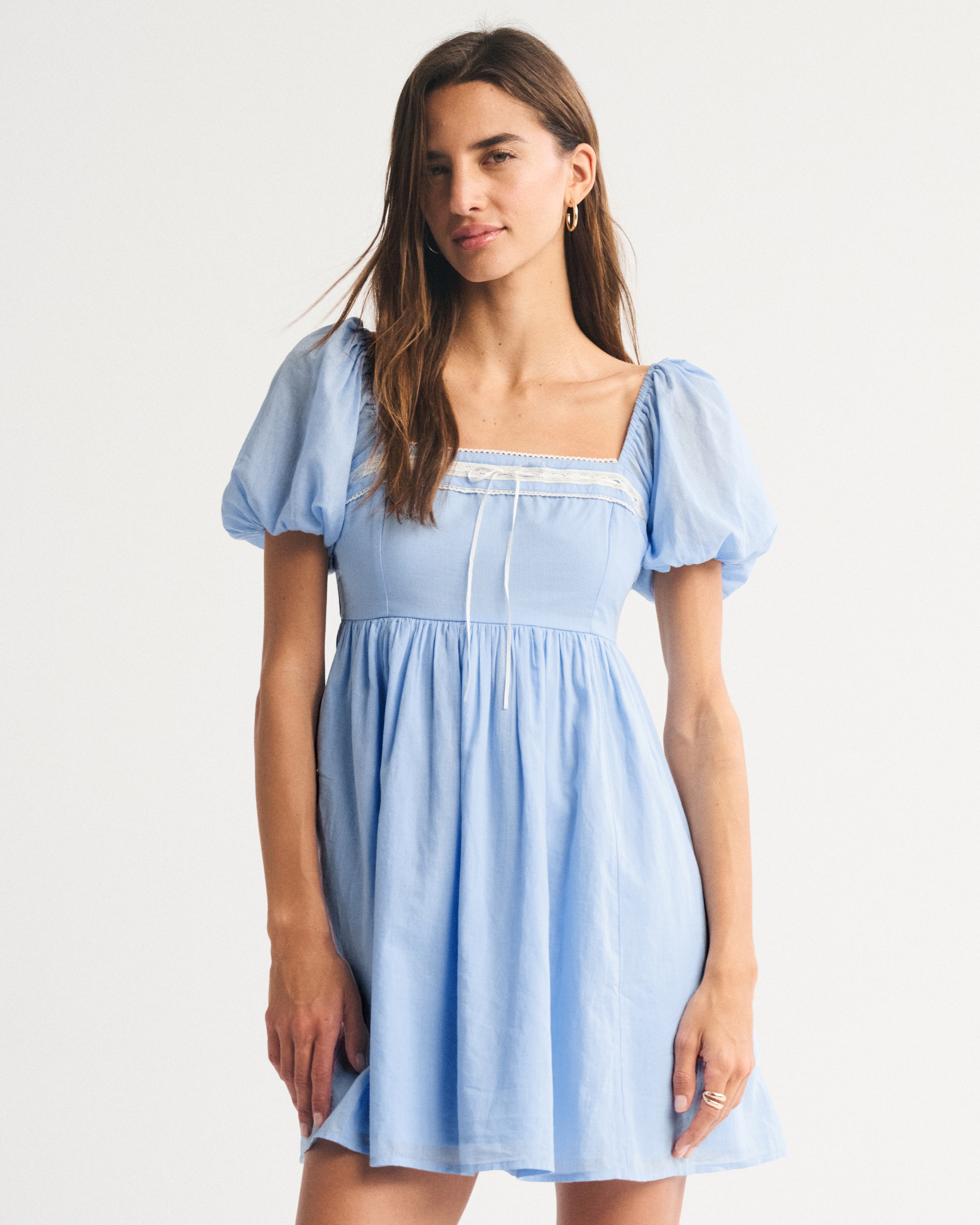 A&F Emerson Puff Sleeve Mini Dress - Navy Pattern