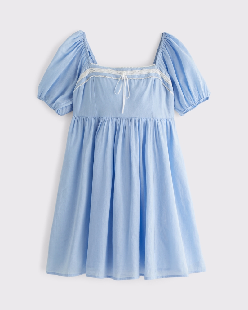 blue and white maxi dress with sleeves STRETCH SEQUIN FLORAL PUFF SLEEVE MIDI DRESS LIGHT BLUE main image 1