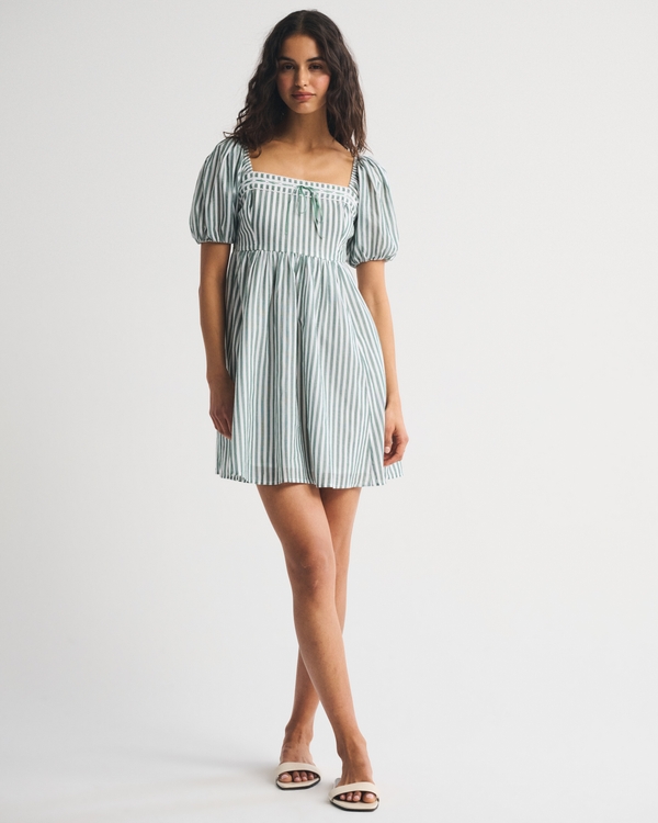 A&F Emerson Puff Sleeve Mini Dress, Green Print view 2