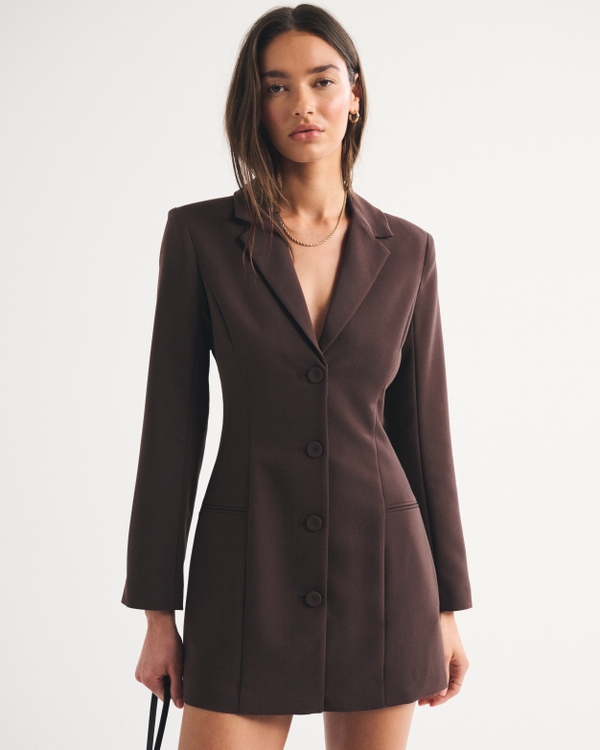 Classic Suiting Blazer Skort, Dark Coffee view 1
