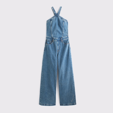 Женские комбинезоны Abercrombie & Fitch Halter Denim Jumpsuit