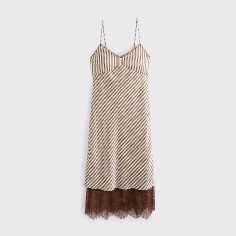 Женские платья Abercrombie & Fitch Bra-Free Lace-Trim Slip Midi Dress