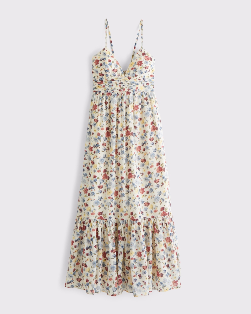 abercrombie low back tiered maxi dress Abercrombie Low Back Tiered Maxi Dress