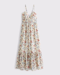 Bra-Free Tie-Back Flowy V-Neck Maxi Dress