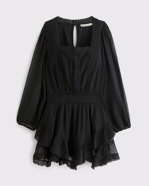Abercrombie & Fitch Long-Sleeve Squareneck Tiered Skort