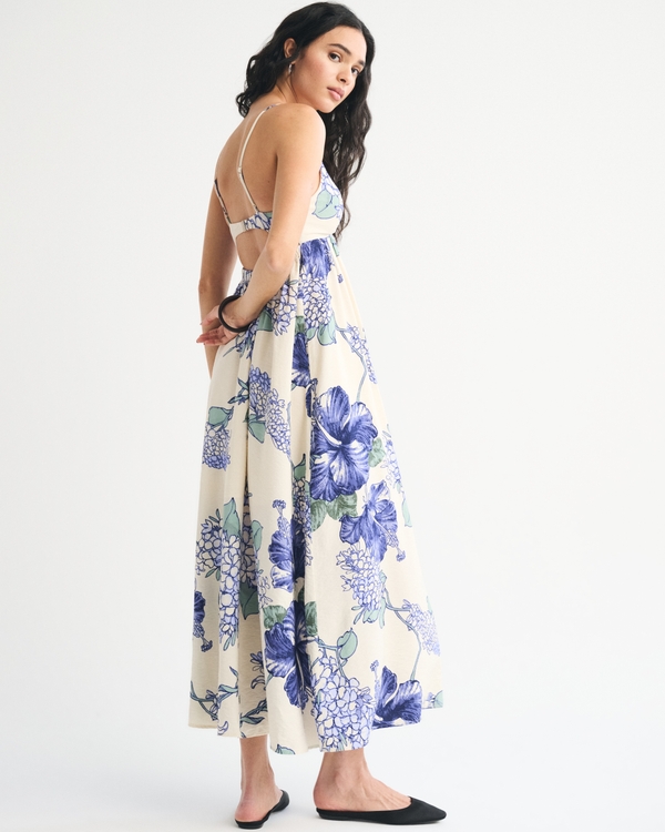 flowy dress Navy Tied One Shoulder Cut-Out Flowy Gown