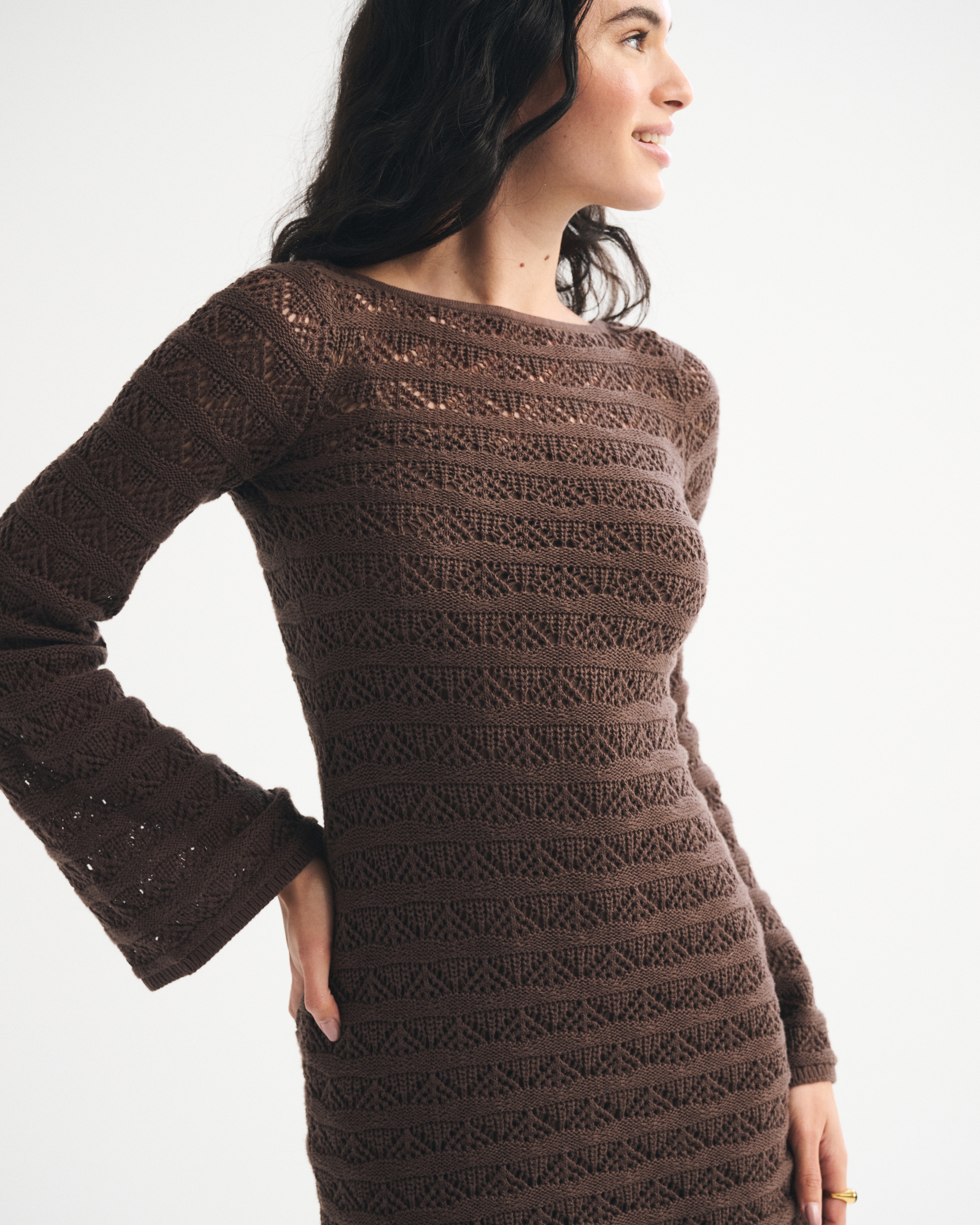 Женские платья Abercrombie & Fitch Long-Sleeve Crochet-Style Mini Dress — фото 3