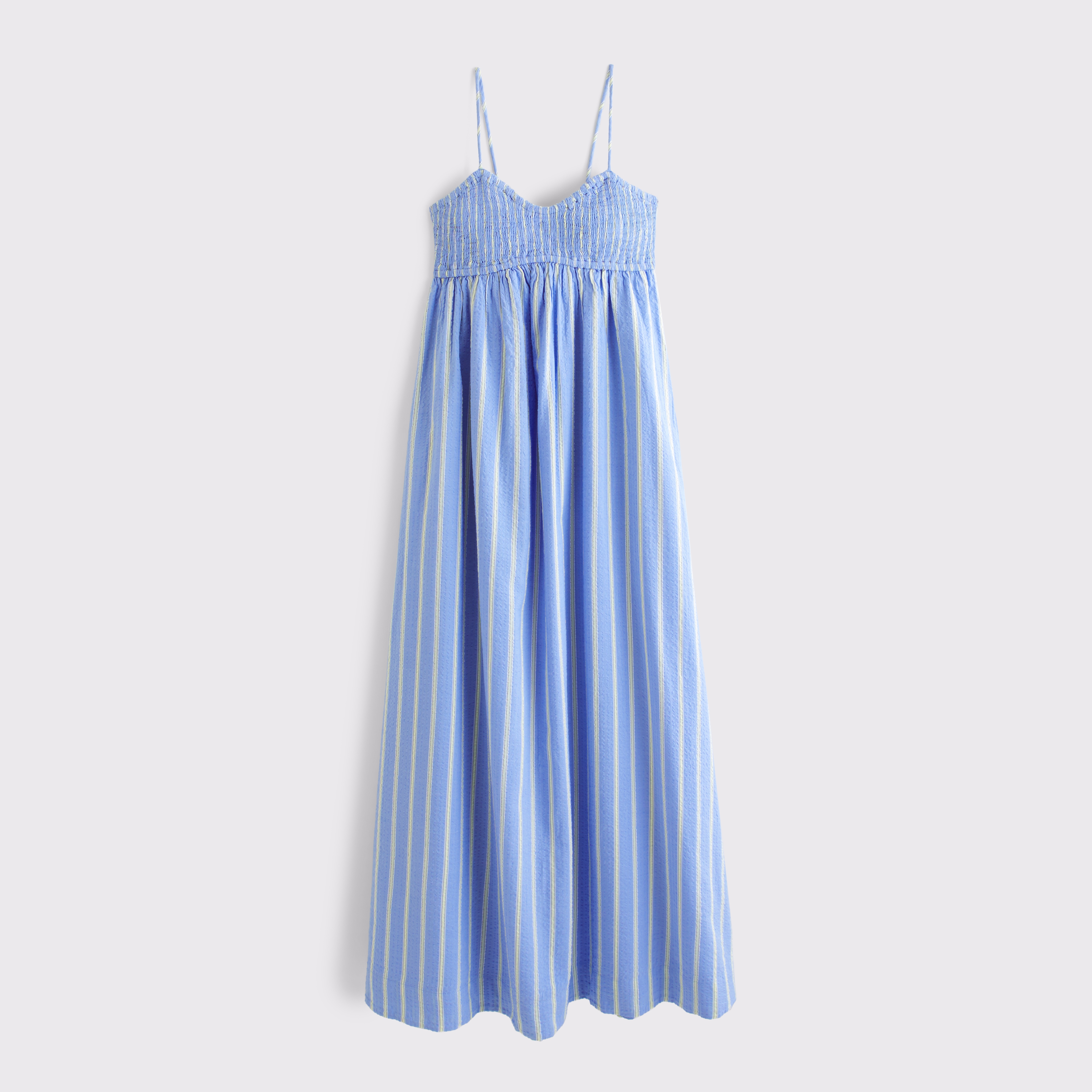 Женское платье Abercrombie & Fitch Smocked Sweetheart Maxi, цвет: Синий полосатый — фото 1