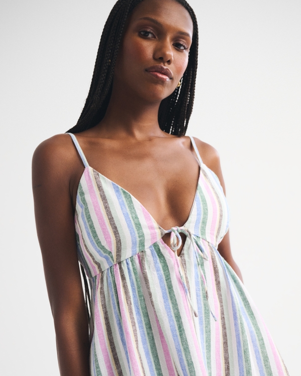 Bra-Free Linen-Blend Tie-Front Skort