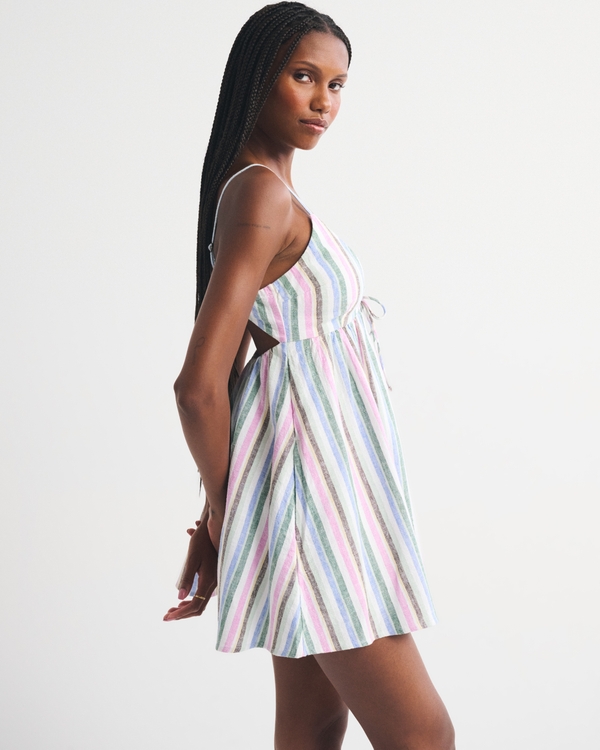 Bra-Free Linen-Blend Tie-Front Skort