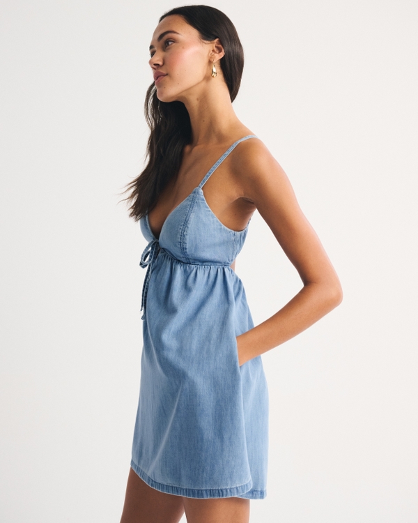 Bra-Free Tie-Front Chambray Skort