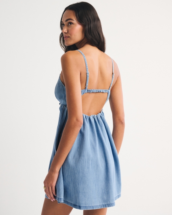 Bra-Free Tie-Front Chambray Skort