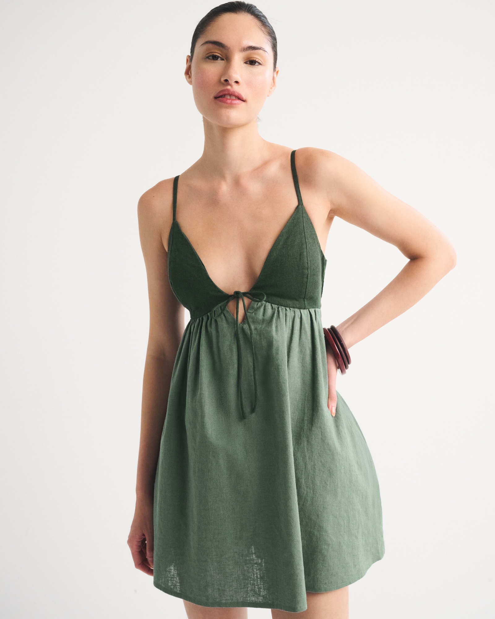 Abercrombie & Fitch Bra-Free Tie-Front Linen-Blend Skort | The Summit