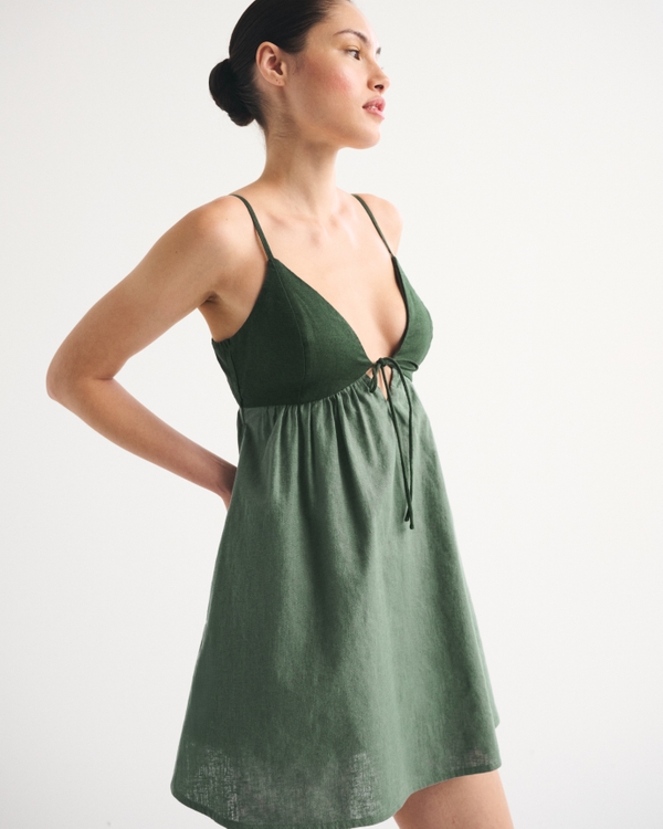 Bra-Free Tie-Front Linen-Blend Skort