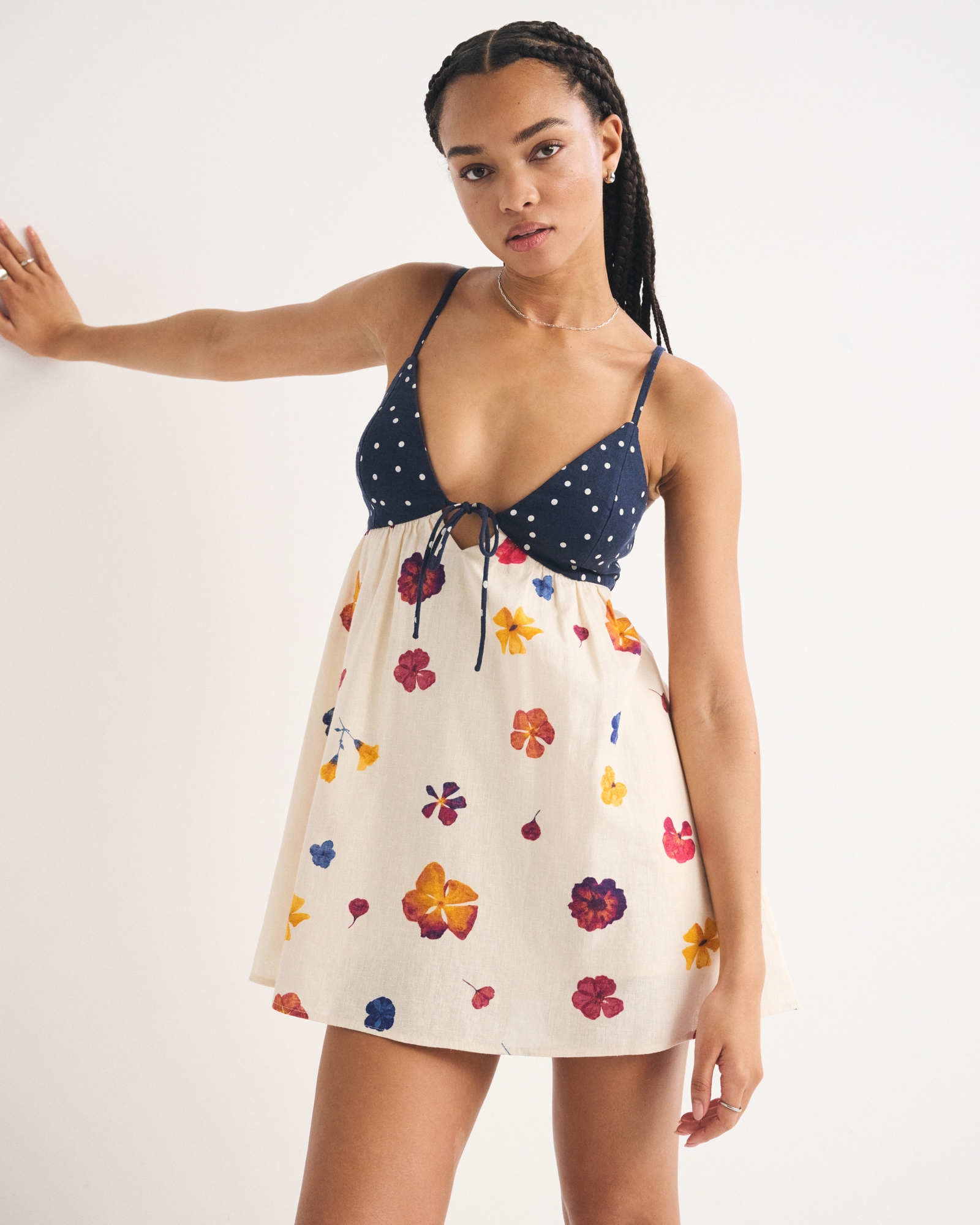 Abercrombie & Fitch Linen-Blend Tie Front Mini Dress | MainPlace Mall