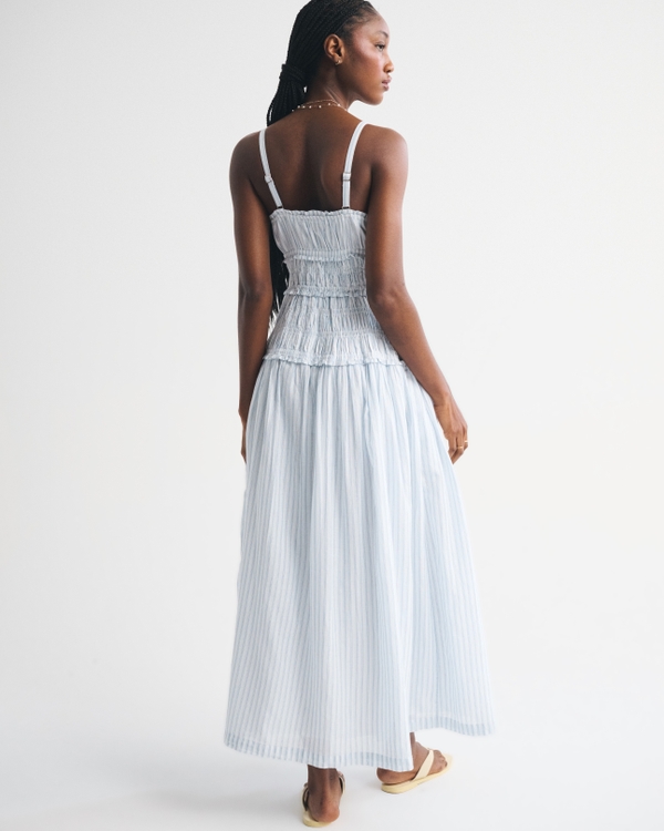 abercrombie smocked bodice maxi dress Bra-Free Smocked Drop-Waist Maxi Dress