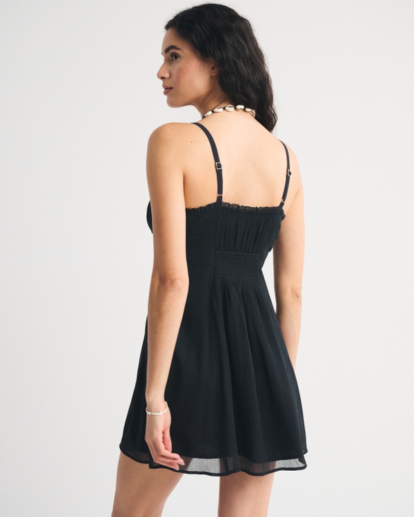 Women's Bra-Free Ruched Mini Dress in Black | Size XL PETITE | Abercrombie & Fitch