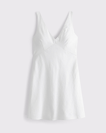 V-Neck Linen-Blend Mini Dress from Abercrombie & Fitch - $70
