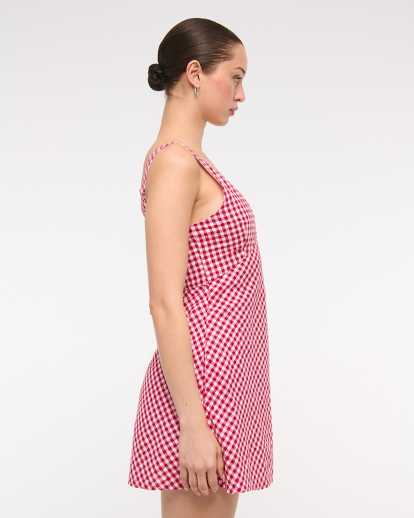 V-Neck Linen-Blend Mini Dress