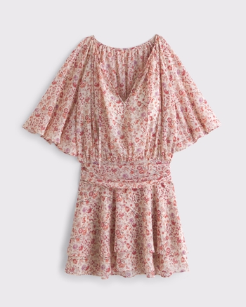 Angel Sleeve Sheer Mini Dress