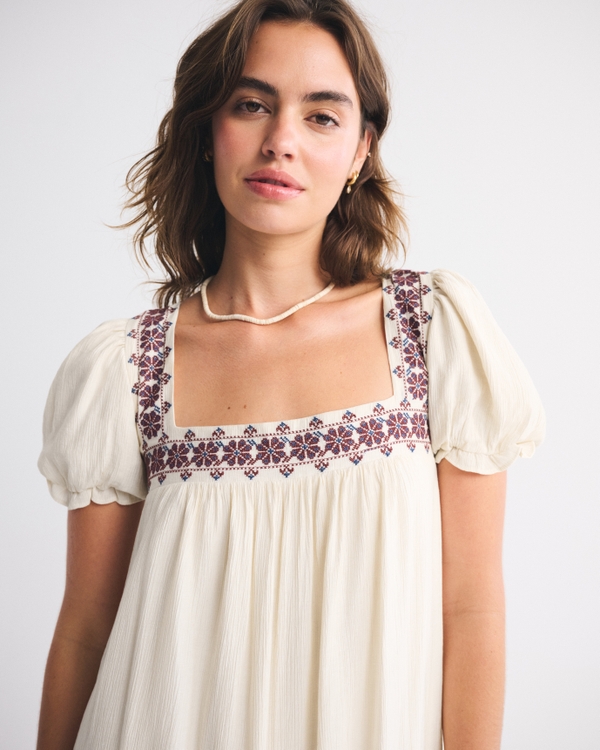 Puff Sleeve Babydoll Mini Dress