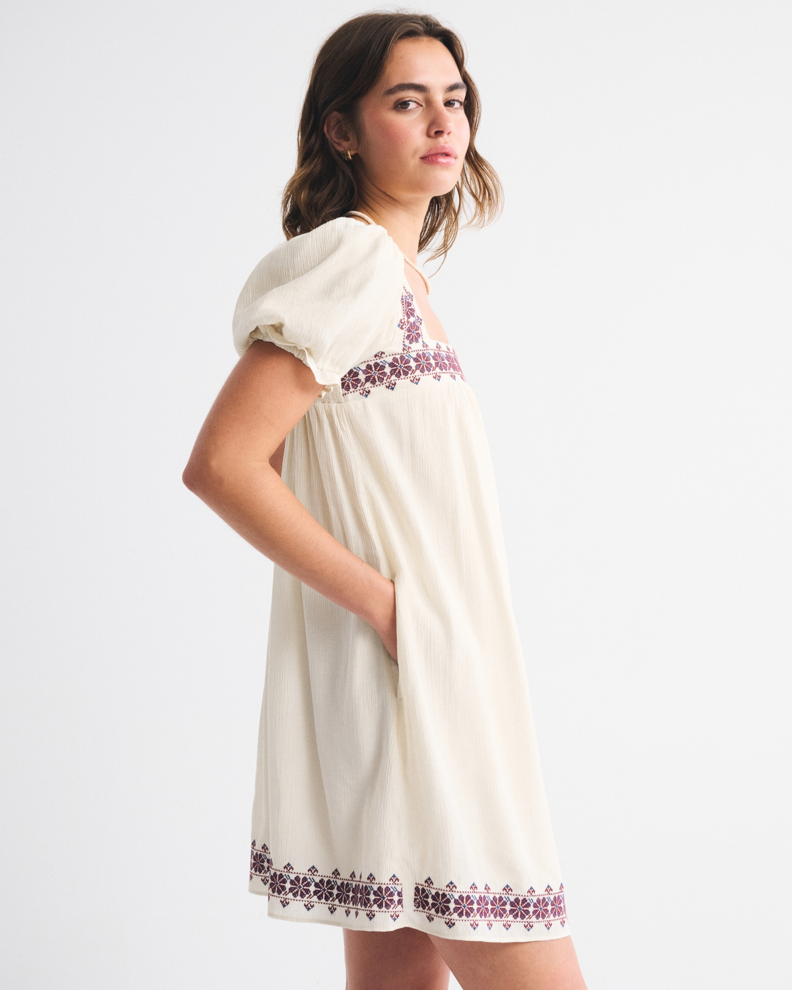 Puff Sleeve Babydoll Mini Dress