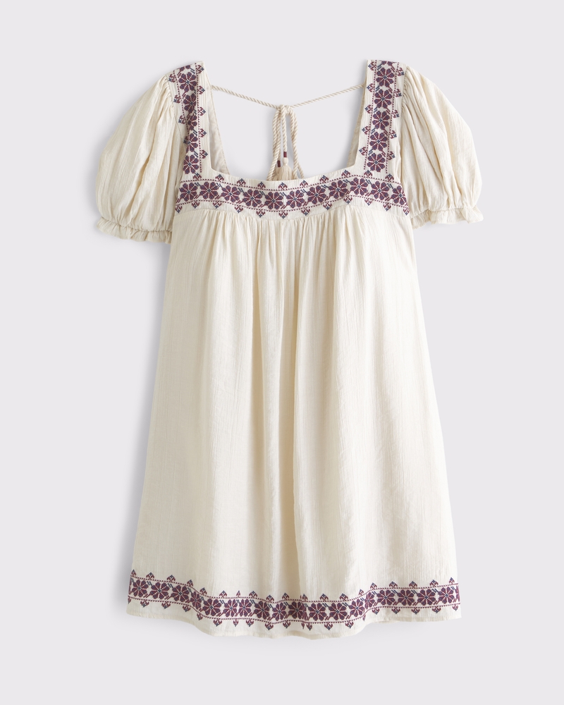 Puff Sleeve Babydoll Mini Dress