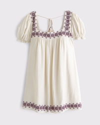 Puff Sleeve Babydoll Mini Dress