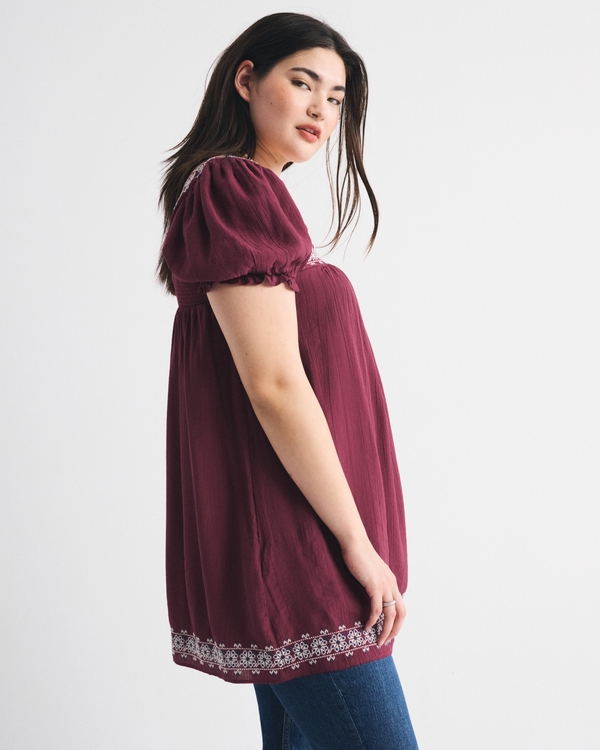 knee length dresses for ladies Abercrombie & Fitch Floral Poplin Keyhole Tie Front Babydoll Mini Dres   The Saved Collection