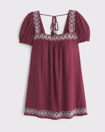Puff Sleeve Babydoll Mini Dress