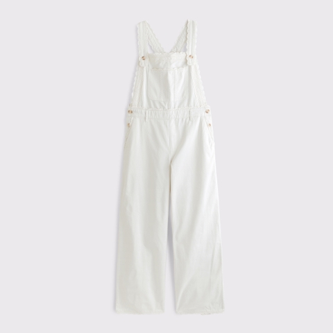 Женские комбинезоны Abercrombie & Fitch 100% Cotton Embroidered Trim Overall Jumpsuit