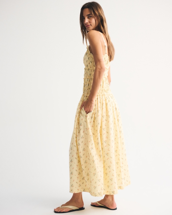 Bra-Free Smocked Drop-Waist Maxi Dress