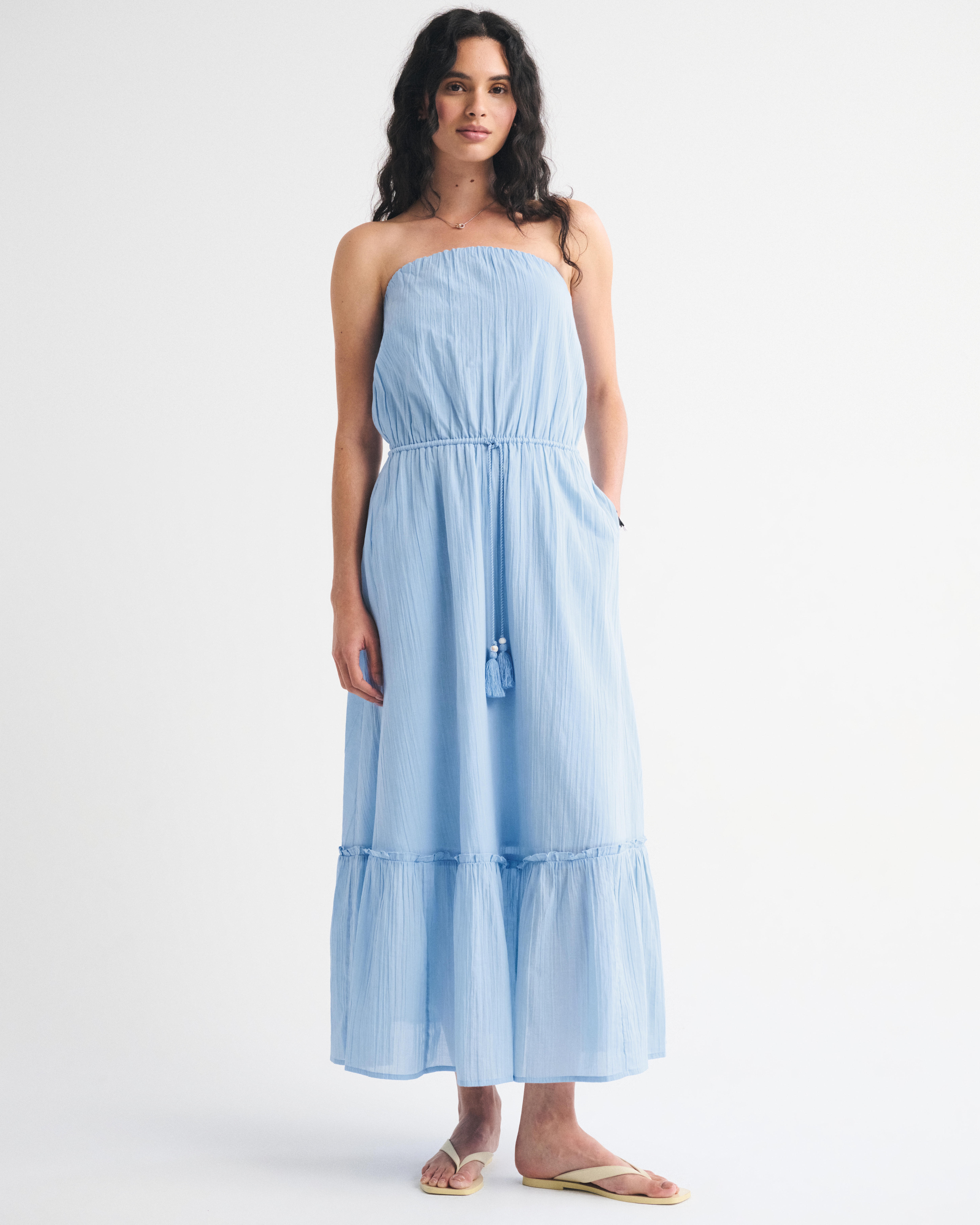 Strapless Easy Waist Maxi Dress - Cream Floral