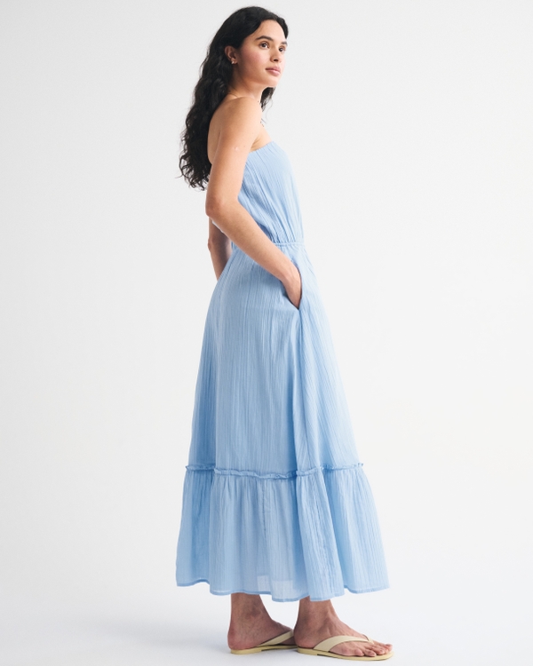 blue maxi dress strapless Veradis Strapless Scarf Maxi Dress Navy
