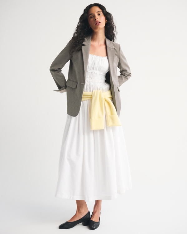 Bra-Free Smocked Drop-Waist Maxi Dress, White view 2