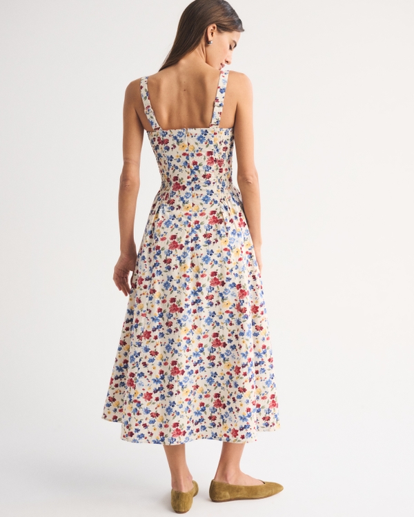 Bra-Free Dipped-Waist Scoopneck Midi Dress