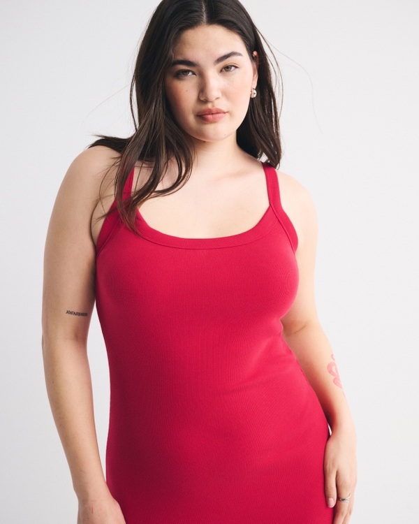 Bra-Free Essential 90s Rib Midi Dress, Red view 2