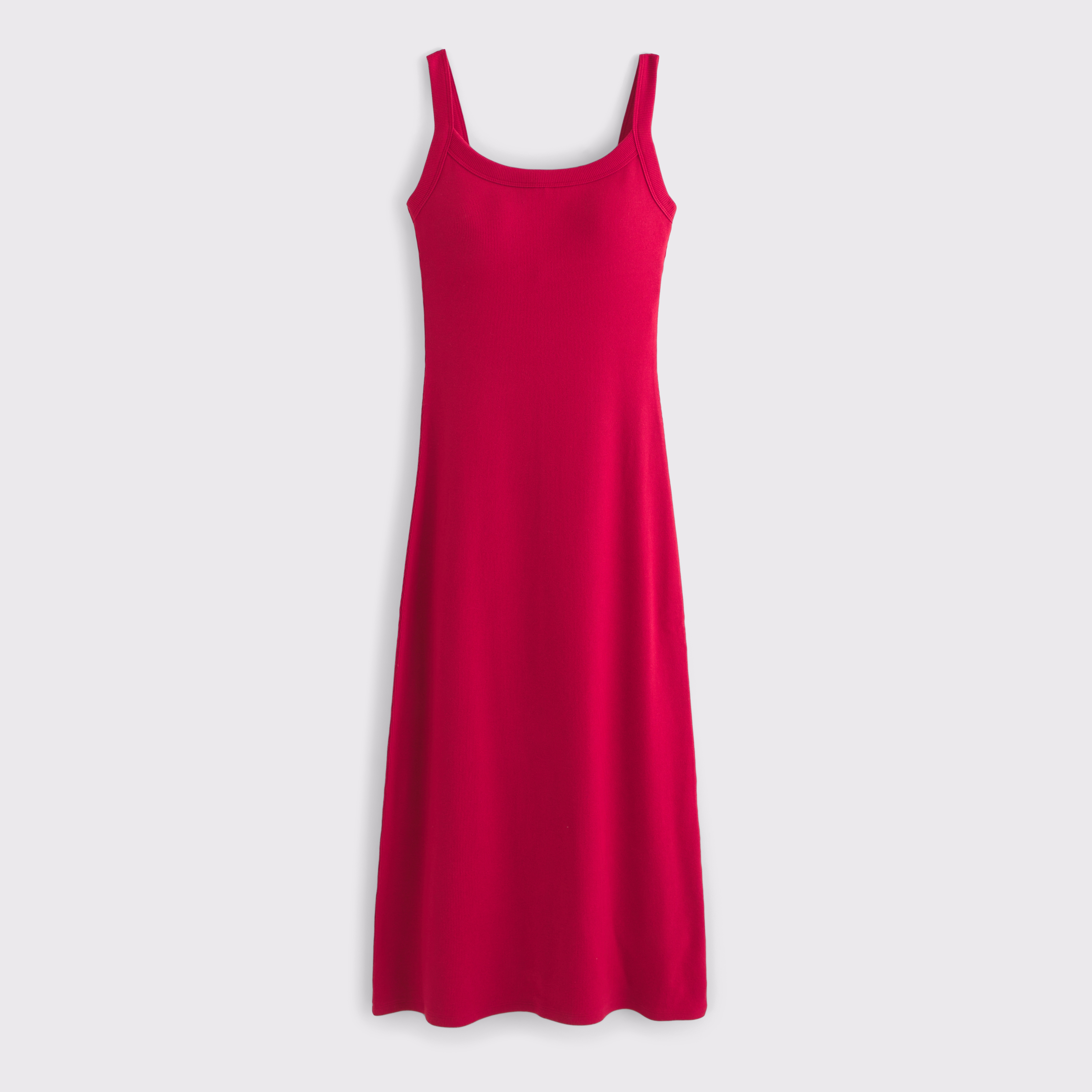 Abercrombie & Fitch Bra-free Essential 90s Rib Midi Dress In Red